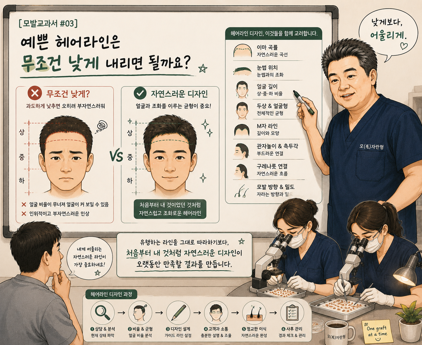 헤어라인 모발이식, 예쁜 라인은 어떻게 결정할까요?[모발교과서 #03]